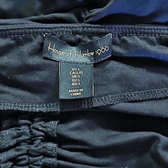 House Of Harlow 1960 Black Strapless Ruched Midi Dress Size Large - Picture 3 of 7